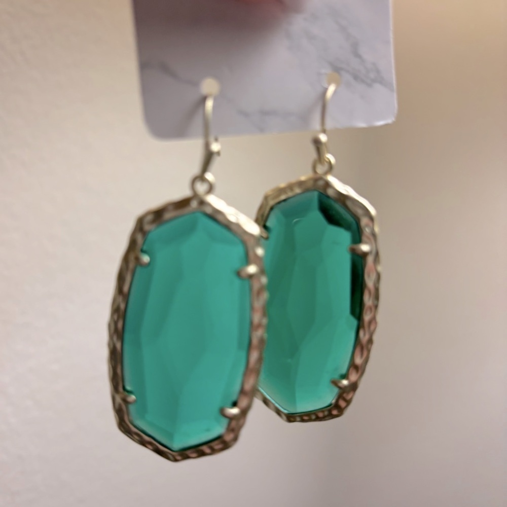 Kendra Scott Vintage Green Glass/Gold Ella Earrings